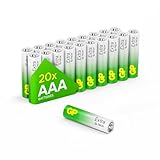 GP Pilas AAA, Paquete de 20 Baterias AAA, 1.5V Alcalinas - hasta 50% Más Potencia con G-Tech, 10 Años de Vida Útil, Alto...