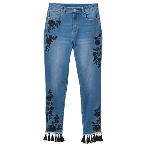 K. Jordan Embroidered Tassel Jean for Women, High Waisted and Straight-Leg Style4