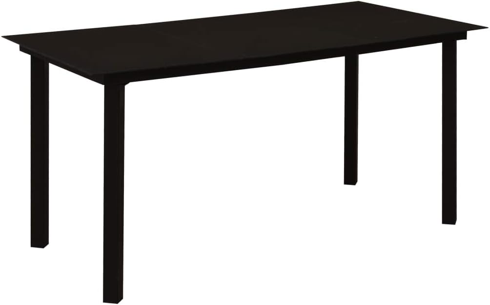 Outdoor Coffee Table, Patio Coffee Table, Metal Furniture for Patio, Deck, Porch, Balcony, Garden and Backyard, Patio Dining Table Black 59.1"x31.5"x29.1" Steel and Glass