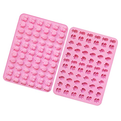 LEBERY Fruit Candy Mold, 66 Cavities Silicone Fruit Gummy Mold, Mini Chocolate Mold Gummy Pan Pineapple Grape Apple Banana Cherry Shape, Fruit Snack Mold Gelatin Tray for Fudge Jelly Praline Caramel - Thumbnail 3