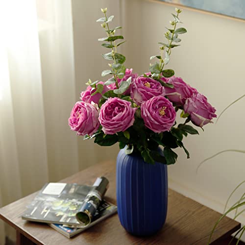 Duyone Fake Flowers For Decoration Home Decor Real Touch Artificial Flowers Austin Rose Peony Latex Fake Flower Living Room Decoration Vivid Pink Roses Peonies (Rose Red 4Pcs) #TOP5