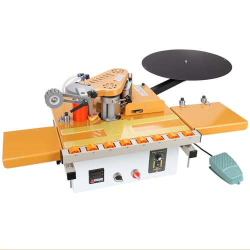 Image of Portable Woodworking Edge Banding Machine, Dual-Use for Curved and Straight Edges Auto Cut-Off 2-Side Gluing Variable Speed Smart Temp Control