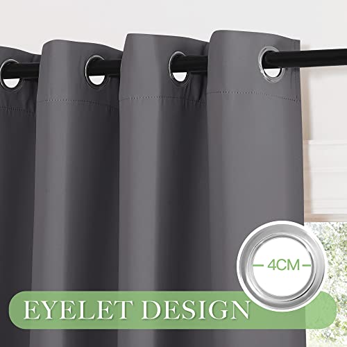 KGORGE Verdunklungsvorhänge Kurz Fenster Vorhänge Grau Blickdicht 145 x 140 cm(HxB) Thermovorhang mit Ösen Gardinen 2er Set Blackout Curtains for Bedroom
