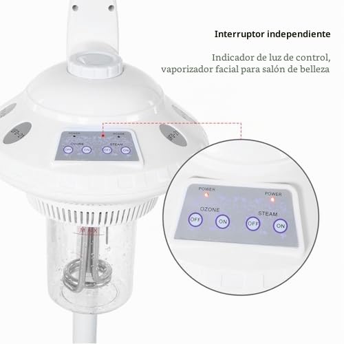 Vapor de Ozono Facial Profesional Facial Steamer Vaporizador Vapozon Ozono Altura Ajustable Eliminar Espinillas Eliminar el envejecimiento de la piel