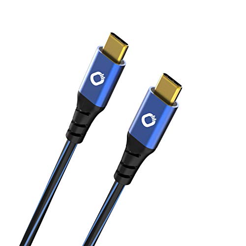 OEHLBACH USB Plus CC - USB Cable for Smartphones 2 x Type C 3.1 - PVC Jacket - OFC, Blue/Black - 2.0 m, (2M) EU