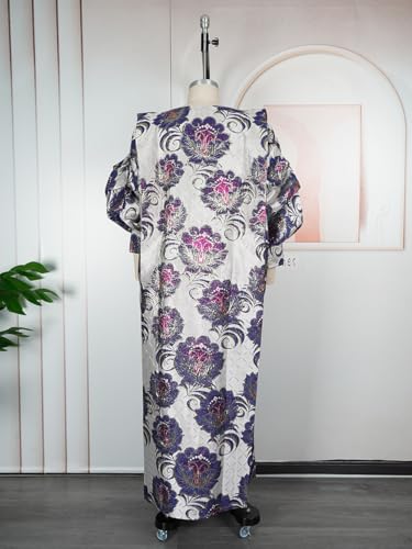 Image of HD African Print Dress for Woman Embroidery Pattern Maxi Dress