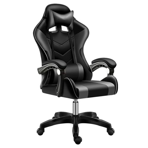 Silla para Videojuegos con Soporte Cervical y Lumbar, Silla ergonómica para Escritorio de Ordenador con Altura Ajustable, Asiento Giratorio y reposacabezas para Oficina en casa