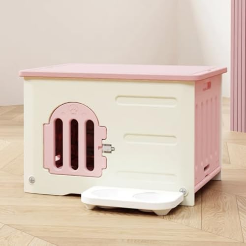 otoye 外猫ハウス 防水 無毒無臭 屋外用 大きい猫対応 取り外し可能 掃除簡単 日よけ雨よけ 暖かい猫小屋 インテリアにも おしゃれ ピンク (XL(餌入れと),ピンク)