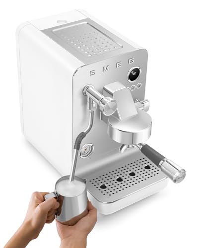 Image of Smeg Semi-Pro Espresso Machine - 15-Bar Pump, Triple Thermoblock Heating, 58mm Filter Holder & Steam Wand - Made in Italy (White)