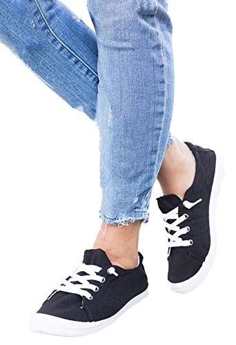 Image of Soda Flat Women Shoes Linen Canvas Slip On Sneakers Lace Up Style Loafers Zig-S