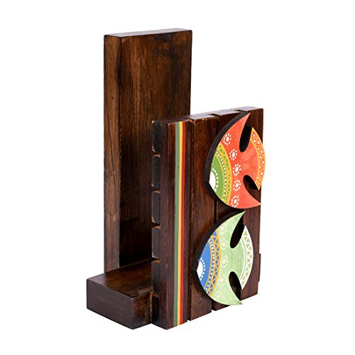Image of Aakriti Art Creations Madhubani Art Wooden Towel Holder Stand | Handcrafted Wooden | Matte Finish Natural Brown Towel Holder for Bath & Wash Area