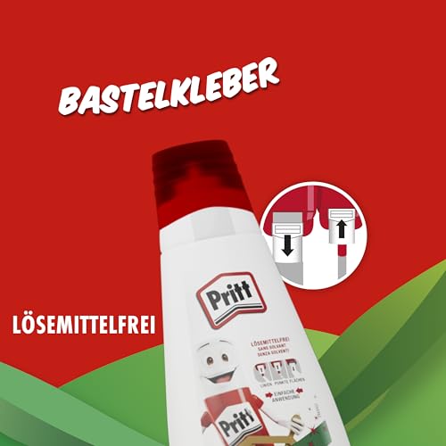 Pritt Bastelkleber, transparent trocknender Alleskleber für Zuhause, Schule oder Büro, weißer Bastelkleber für Kinder, 6-er Pack (6x100g)