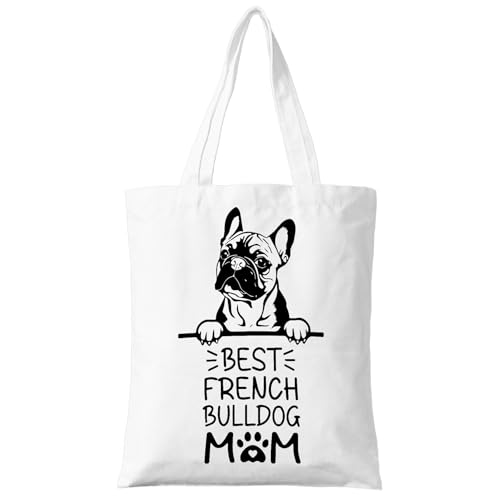 ZYQFN Borsa tote in tela con bulldog francese per donne, amanti dei cani, regalo per cane mamma, compleanno, Natale, carino bulldog francese, regalo per donne, borsa tote per scuola, lavoro,