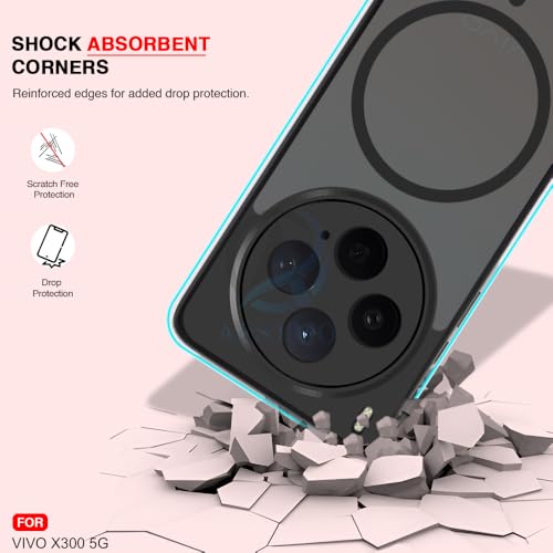 Image of AESTMO Vivo X300 5G Back Cover | 360 Protection | Matte Frosted Hard Back Translucent | Compatible with MagSafe Accessories (MagSafe Matte Hard Black Bumber)