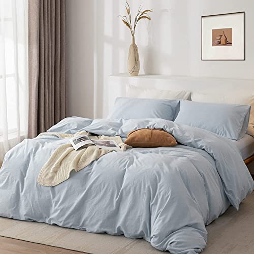 Lanqinglv Duvet Cover Set King Size Baby Blue Plain Bedding Set Ultra Soft Microfiber Quilt Cover 220x240 cm with Zipper Closure and 2 Pillowcases 50x75 cm - Image 2