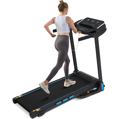 Merax Treadmill with Incline，10MPH Auto Folding Treadmills for Home,3.5HP Motorized Treadmills,350LBS Walking Pad Treadmill with Bluetooth,Heart Rate Sensors,LED Triple Display & Charge Station