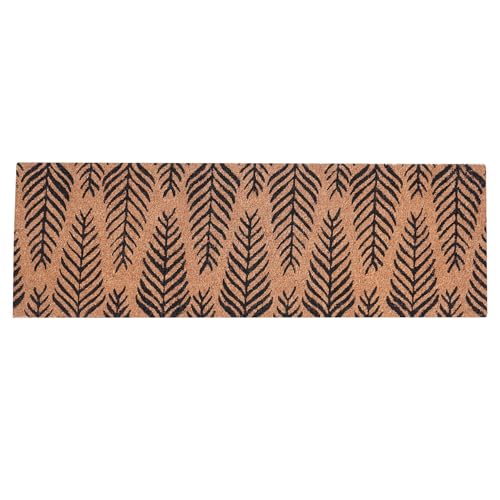 Extra Long Printed Coir Doormat 40x125cm Non-Slip Backing Large Natural Runner for Hallway Entrance Indoor Outdoor Dirt Trapping Heavy Duty Coconut Fibre Mat [Palm Pattern]