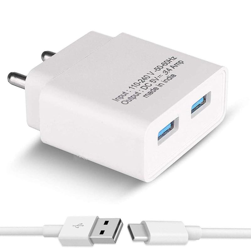 Dualport Charger for Huawei MatePad 5G Original QC Adapter Type C 3.0A High Speed Fast Turbo Charge QC 3.0 Smart with 1m Type-C Charging & Sync Cable (White, SE.AK3)