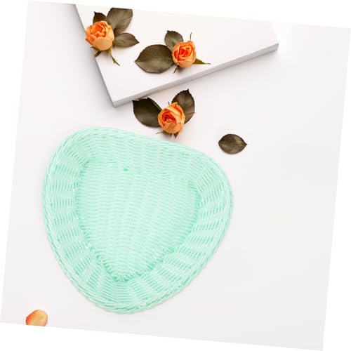 Cesta decorativa verde en forma de corazón hecha de plástico PP resistente y multiusos 8