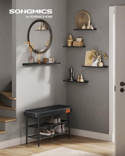 SONGMICS Wandregale aus Metall, 6er Set, Schweberegale, Industrie-Design, Wandboards, für Dekos, für Schlafzimmer, Küche, Badezimmer… – Ansicht 2
