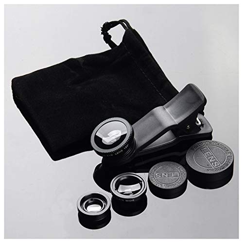 Lobonbo Mobile Phone Camera Lens Kit Fish Eye Lens 2 in1 Macro Lens& Super Wide Angle Lens with Black Universal Phone Clip