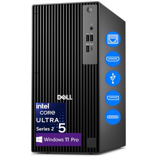 Image of Dell Pro Tower QCT1250 2026 Business Desktop PC, Intel 14-Core Ultra 5 235 14-Core up to 5.0GHz, Copilot AI, 16GB DDR5 RAM, 512GB PCIe SSD, 4K Dual Monitor Support, Windows 11 Pro