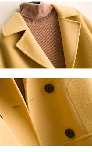 Mnjyihy Women Autumn Short Solid Wool Coat Outerwear Winter Double Breasted Loose Casual Warm Jacket3