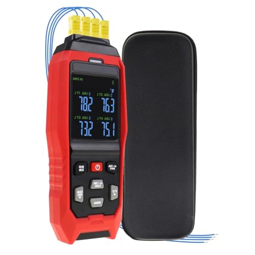 Thermomètre thermocouple type K à 4 canaux doté d'une alerte sonore pour contrôle thermique