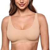 INLYRIC Women's Inbarely Soft Scoop Neck Bralette - Spaghetti Strap No Padding Unlined No Underwire Comfortable Sleep Bra Warm Beige Medium