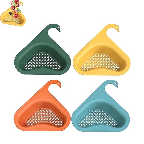 4 Pezzi Cigno Cestello Di Scarico, Scolapasta Triangolare, Scarico Lavello Cucina, Cestello Filtro Per Lavello, Scolapasta Da Lavello, Per Verdure, Frutta, Pasta, Residui