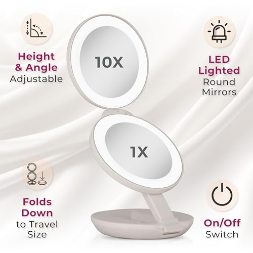 Zadro 4.5" Round LED Compact Mirror 10X/1X Travel Mirror with Lights and Magnification 3 AAA Batteries LED Makeup Mirror (White) by Zadro - Image 9