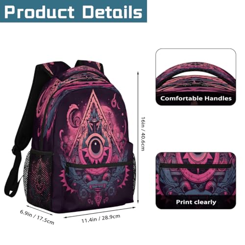 Boho Evil Eye Pattern Kids Backpack, Lightweight School Bookbag Large Capacity Laptop Backpack Water Resistant Daypack Shoulder Bag for Teenager Boys Girls2