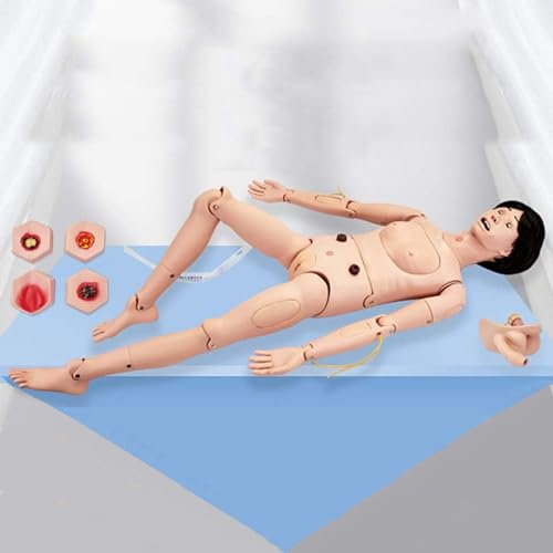 Nursing Geriatric Training Manikin with Interchangeable Genitals and Bedsore Modules for Nursing Medical Training Teaching Medical Supplies (Female)