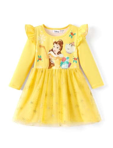 Image of Disney Girls' Tulle Tutu Dress Birthday Party Outfit Baby /Toddler | Officially Licensed, Frozen Elsa, Minnie, Princess, Velvet Top with Belt, Multi-Layer Mesh Skirt, Ruffle Long Sleeve Clothes
