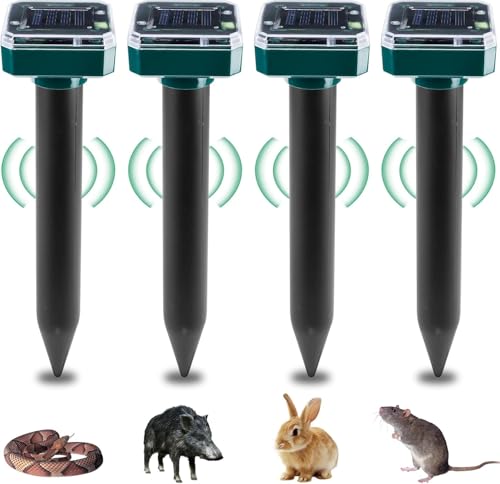 Aicharynic 4 Pezzi Repellente Solare Per Talpe, Solare Repellente Zanzare Repellent Talpe Ultrasuoni Ip65 Impermeabile Scaccia Talpe Repellente Solare