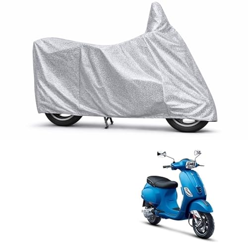 Image of 100% Waterproof Two Wheeler Body Cover Multi Layered Fabric Designed for Vespa SXL125 | Belt Buckle Lock | Silver Mag