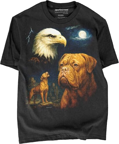BABATEES Dogue de Bordeaux Moonlit Artwork Premium Black Tshirt - 100% Cotton - for Men & Women