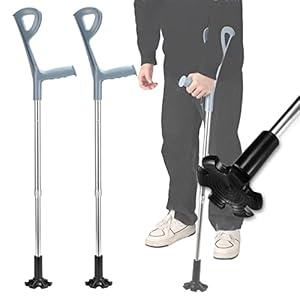 2 Pcs Forearm Crutches for Adults Foldable Knee Patients Mobility aids for Childre and Seniors for with Leg Injury Adjustable Travel Lightweight Walking Stick