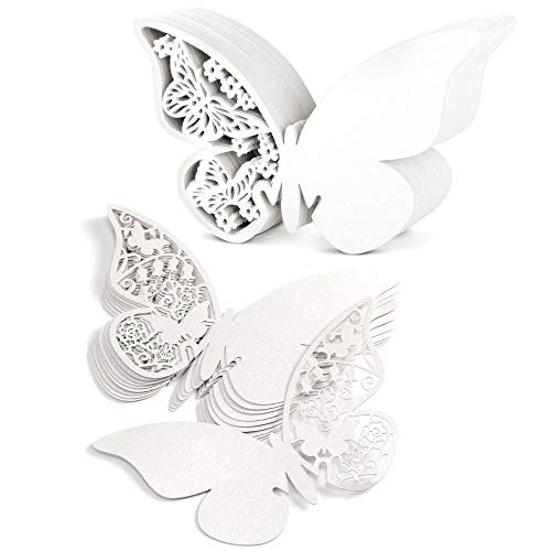 Nsiwem Tarjeta de Copa Mariposa 100 Piezas Mariposa Tarjetas Etiquetas Decorativas en Forma de Mariposa Tarjetas de Nombre Lugar Tarjetas de Lugar Mesa para Decoración de Fiesta de Boda Blanco Cover