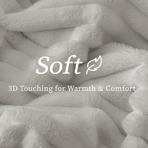 Image of BEDELITE Ribbe Blankets Queen Size for Bed, Light Grey, 90 inchx90 inch