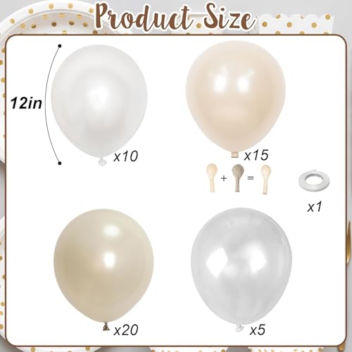 Image of Pearl White Balloons, 12 Inch Double Stuffed Pearl Balloons, 50pcs Double Stuffed Latex Sand White Ivory Clear Balloon for Bachelorette Bride Baby Shower Wedding Engagement Birthday Party Decorations