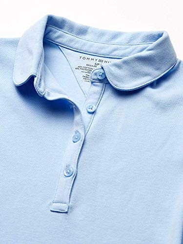 Tommy Hilfiger Big Short Sleeve Interlock Peter Pan Collar Girls Polo Shirt, School Uniform, Light Blue, 12-14 #TOP2