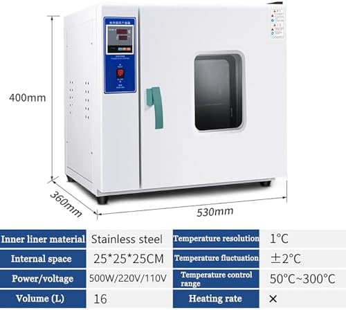 220V Vacuum Drying Oven, Constant Temperature Lab Blast Dryer, 16L Powder Coating Oven, 5-300°C with Lint Control, Efficient Steel Plate Drying Equipment