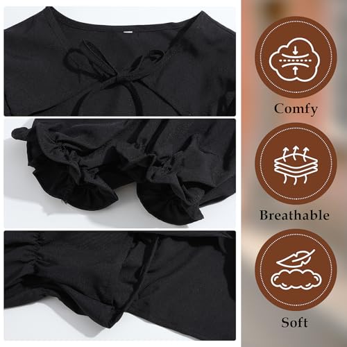 Image of Women Lace Bolero Shrug Cropped Cardigan Long Lace Sleeve Open Front Shawl Crop Dress Cover Top, See Through Sheer Cardigan Shoulder Cover (L)