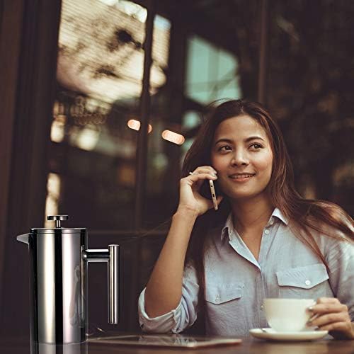 Coffee Press Coffee Tea Maker Stainless Steel Coffee Pot Double Wall Vacuum Isnulated Portable Glass Tea Brewer with Filter Pots(800ml)