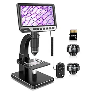 TOMLOV LCD Digital Microscope, 2000X Biological Microscope with Digital & Microbial Lens, 7'' IPS Display?10 LEDs?12MP Resolution?Windows/Mac OS Compatible, SD Card Included