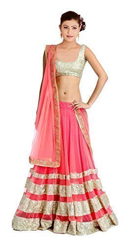 Buy Zpluesx Women's Pink Net Plain Lace 