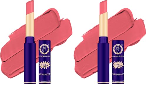 Image of Colors Queen Queen Lips Matte Lipstick | Long Lasting Lipstick Waterproof Highly Pigmented with Smooth Application | Smudge Proof Lipstick for Women (05 - Peach) (Pack of 2)