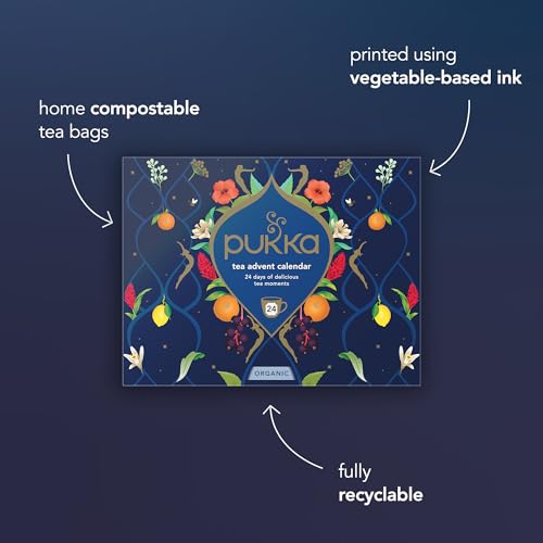 Pukka Herbal & Tea Gift Calendar, Tea Selection made with Organic Ingredients, Best for Birthdays, Anniversaries & Holidays, 24 tea bags