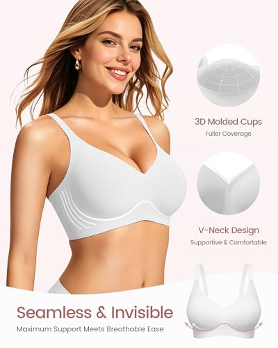 Image of Gailife Smooth Wireless Jelly Bras for Women No Underwire Seamless Push Up Bra Full Coverage Soft Suppor Tshirt Bralettes